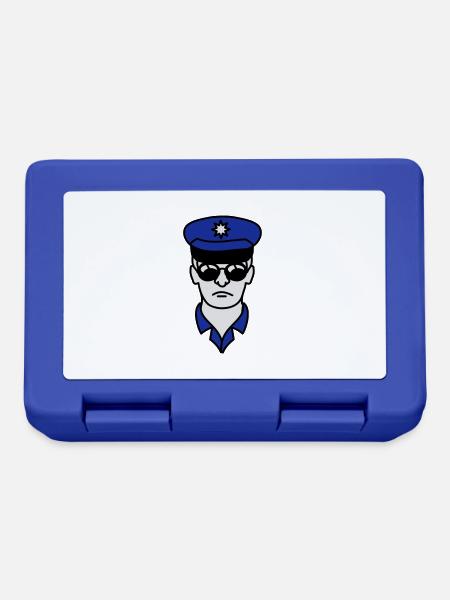 Cool Polizei Mann Gesicht Kopf - Brotdose - Royalblau