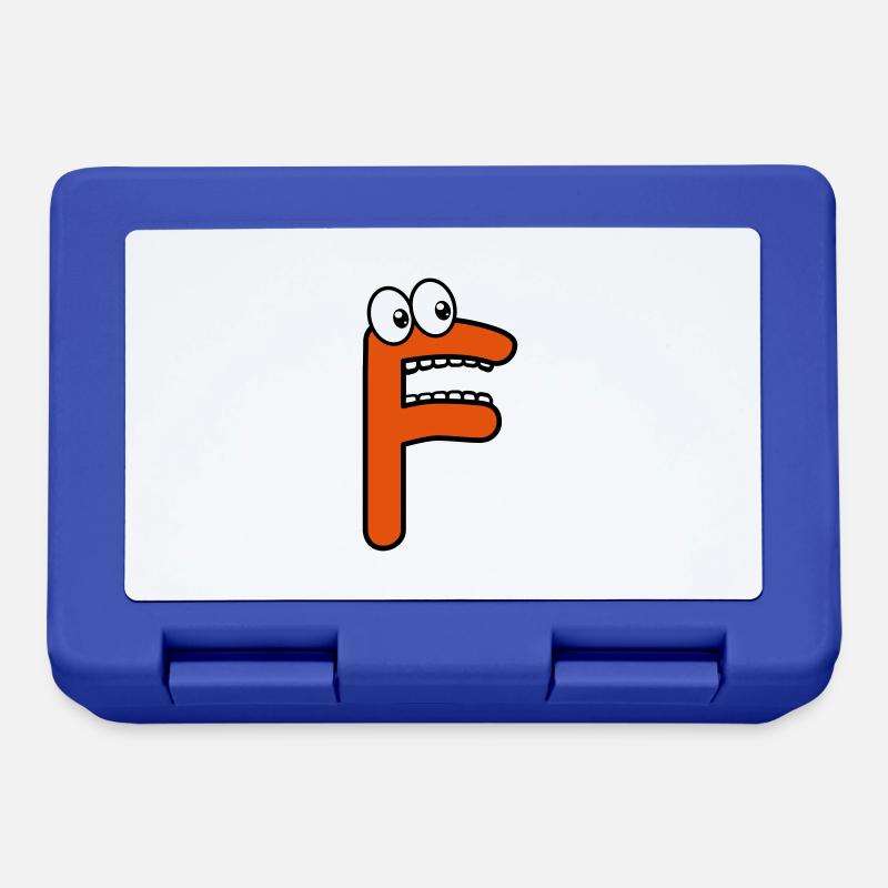 F - letter F with eyes 👀 - Lunchbox - royal blue