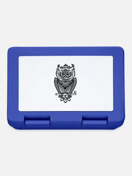 Eule Night Owl Kauz Uhu Nachteule Waldkauz Design - Brotdose - Royalblau