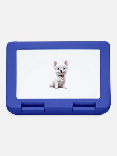 cute white puppy/ süßer weißer Welpe - Brotdose - Royalblau