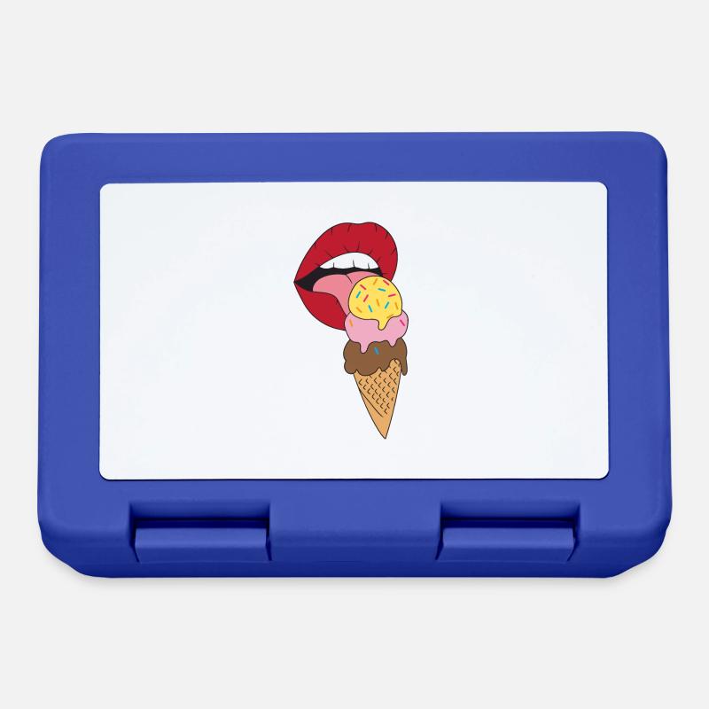 Rote Lippen die Eis schlecken Eiscreme - Brotdose - Royalblau