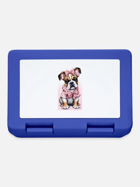 Bulldogge rosa - Brotdose - Royalblau