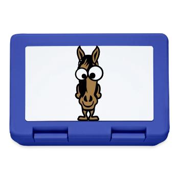 horse animals funny face - Lunchbox - royal blue - Front