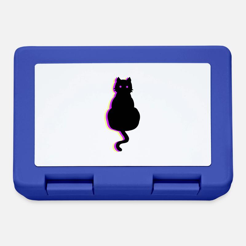 Leuchtkatze pink - Brotdose - Royalblau