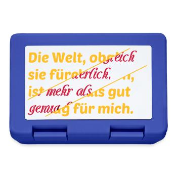 Welt Spruch Abstrakt Schrift farbig Geschenkidee - Brotdose - Royalblau - Vorne