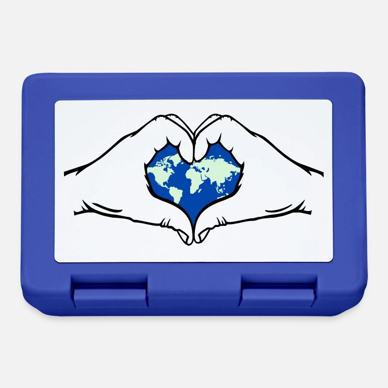 Welt Liebe Herzform - Brotdose - Royalblau