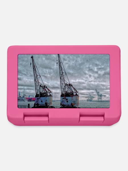 Hamburg Hafen Hafenromantik mit alte rostige Kräne - Brotdose - Pink
