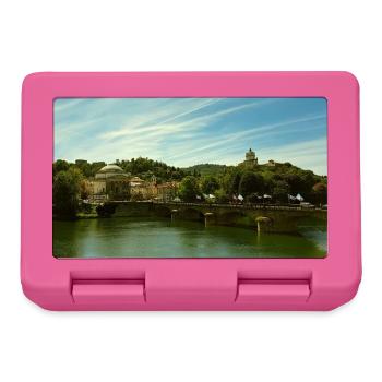 Panorama of the city by the river and bridge - Lunchbox - pink - Front