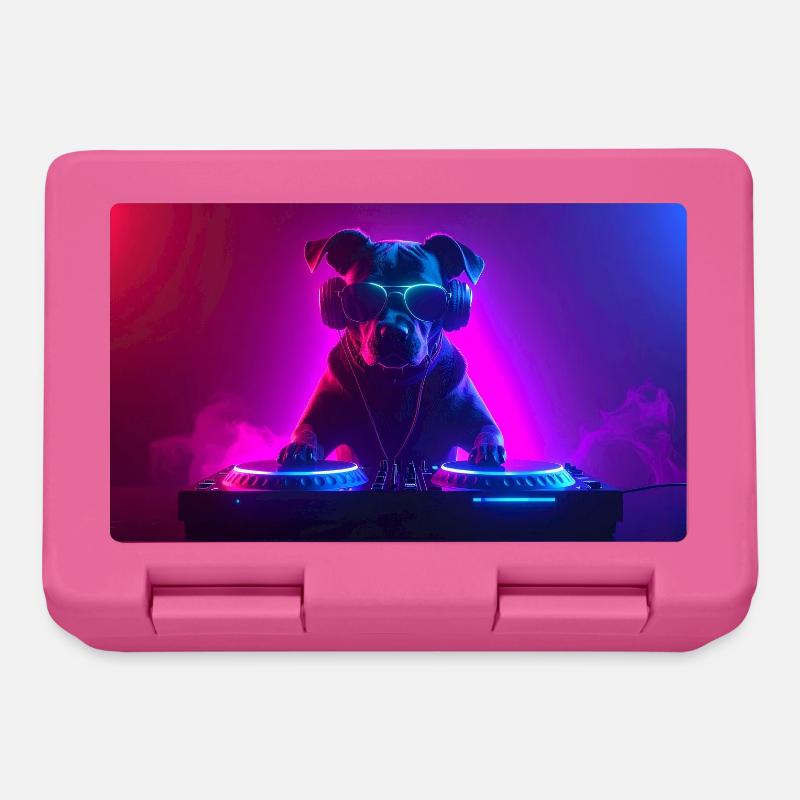 Neon DJ Dog - Lunchbox - pink