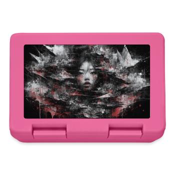 Dark Asia Punk Art Frau Porträt T-Shirt Bild - Brotdose - Pink - Vorne