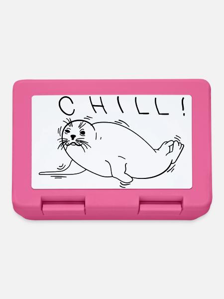 Robbe Line Art – minimalistisches Meerestier - Brotdose - Pink