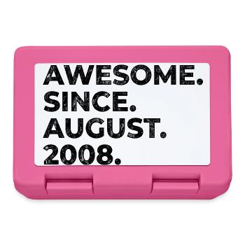 Awesome since August 2008 Geburtstag Geschenk - Brotdose - Pink - Vorne