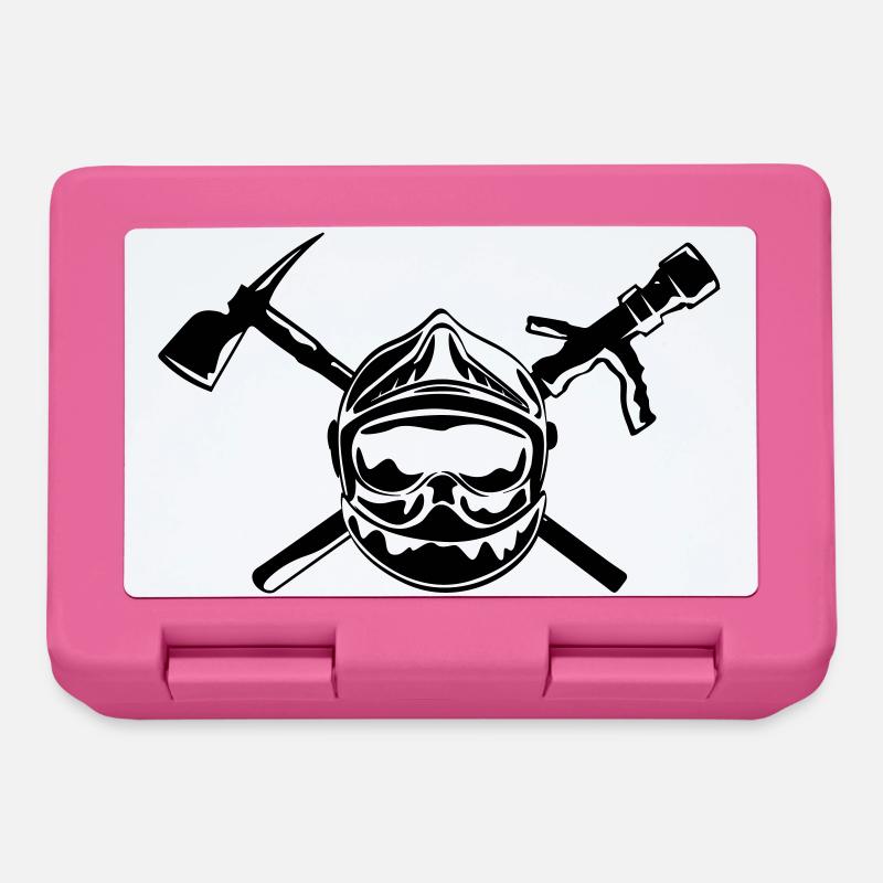 casque_pompier_hache et lance - Boîte à goûter - rose