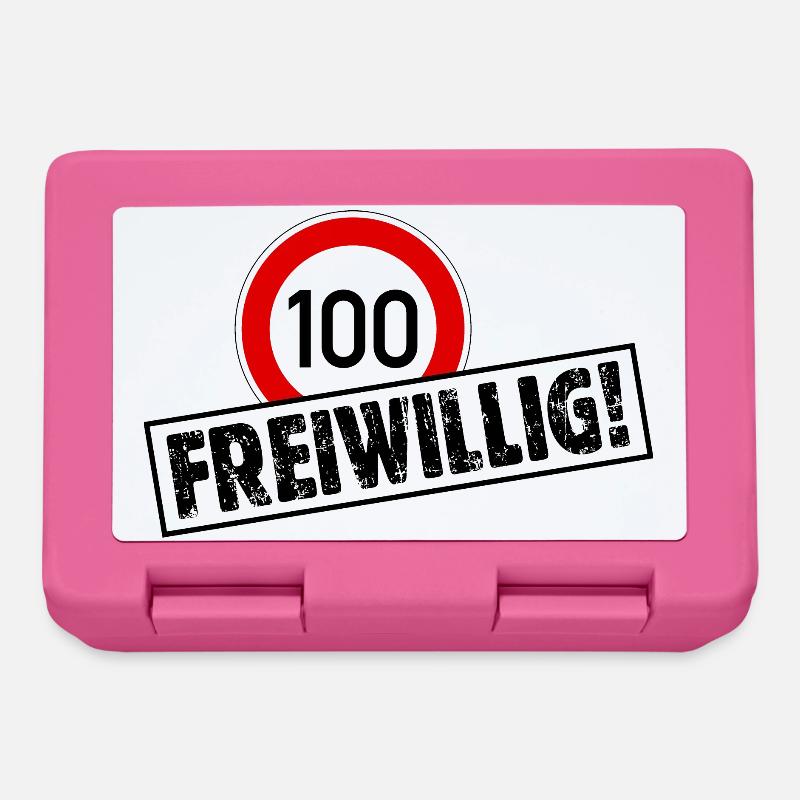 Tempo 100 FREIWILLIG! Tempolimit Aufkleber - Brotdose - Pink
