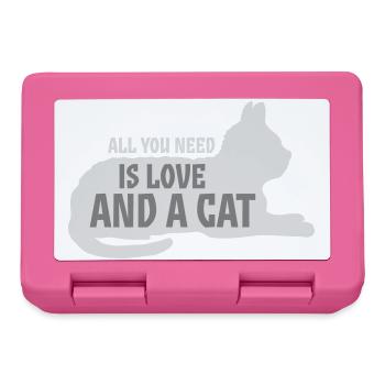 All You Need Is Love And A Cat Lustig Katze Spruch - Brotdose - Pink - Vorne