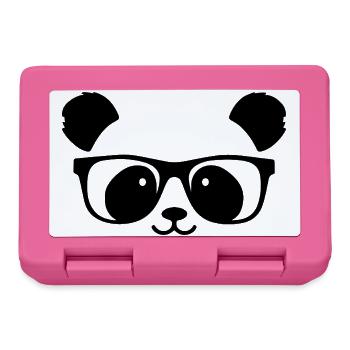 Un panda mignon avec des lunettes de nerd - Boîte à goûter - rose - Devant