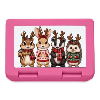 Waldtiere mit Rentiergeweih – Weihnachten - Brotdose - Pink - Vorne