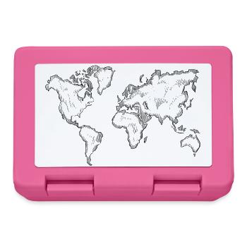 Carte du monde – Croquis de voyage dessiné à la main - Boîte à goûter - rose - Devant
