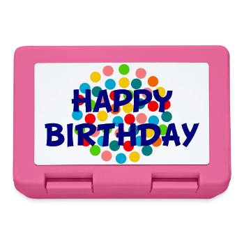 GEBURTSTAG. HAPPY BIRTHDAY. ALLES GUTE ZUM GEBURTSTAG. - Brotdose - Pink - Vorne