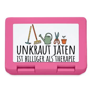 Unkraut jäten ist billiger als Therapie - Brotdose - Pink - Vorne