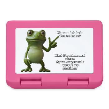 Grüner Frosch zum Thema Tattoo - Brotdose - Pink - Vorne