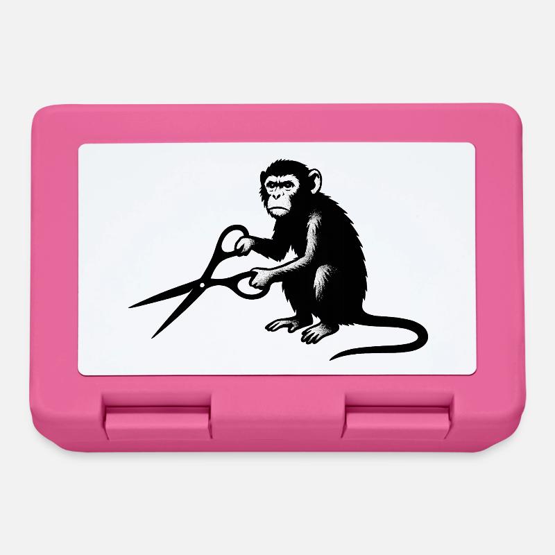 Monkey with scissors silhouette - Lunchbox - pink
