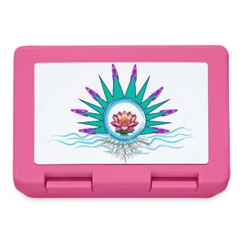 Lotus im Kreis mit Wasserwellen - Brotdose - Pink - Vorne