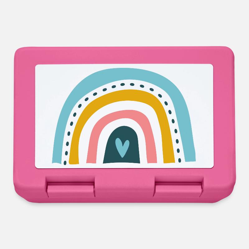 Rainbow with heart - Lunchbox - pink