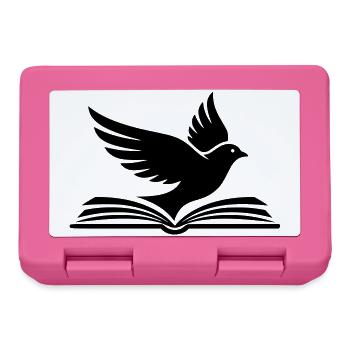 Silhouette d’oiseau de livre noir - Boîte à goûter - rose - Devant
