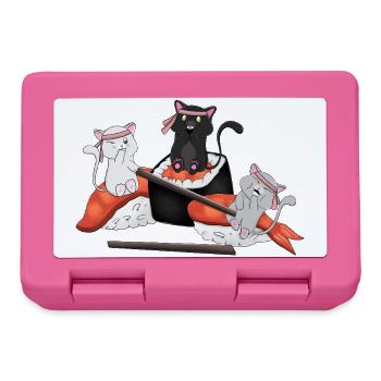 Kawaii-Katzen, die Sushi essen – Niedlicher japanischer Anime - Brotdose - Pink - Vorne