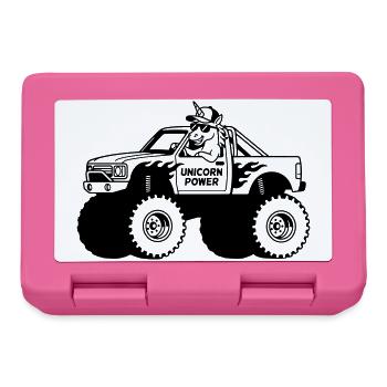 Einhorn im Monstertruck - Brotdose - Pink - Vorne