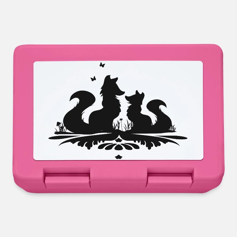 Silhouette de deux renards mignons - Boîte à goûter - rose