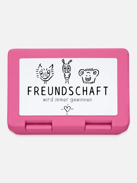 "Freundschaft wird immer gewinnen", schöner Spruch - Brotdose - Pink