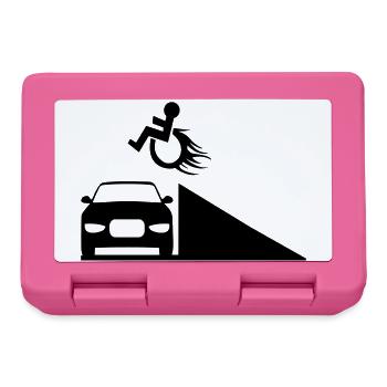 Wheelchair user jumps over a ramp # - Lunchbox - pink - Front