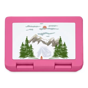 Camping Camping Mountain Motif Gift Idea - Lunchbox - pink - Front