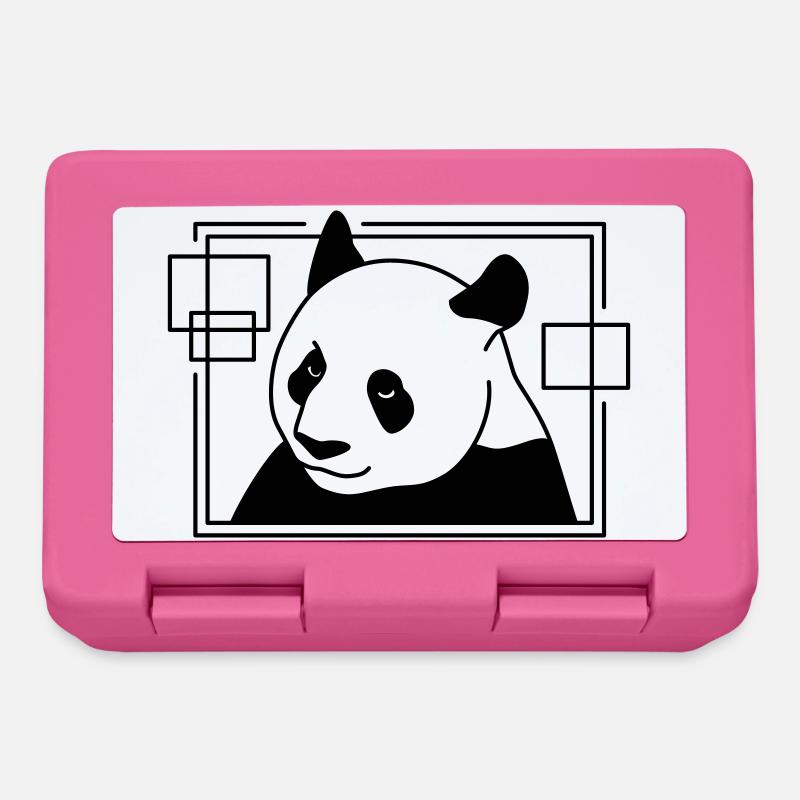 Panda in Geometric Shape - Line Art Design - Lunchbox - pink
