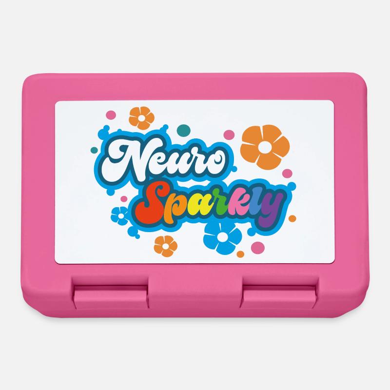 Typographie arc-en-ciel de fleur scintillante neuro - Boîte à goûter - rose