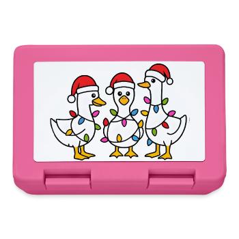 Drei festliche Enten mit Nikolausmützen - Brotdose - Pink - Vorne
