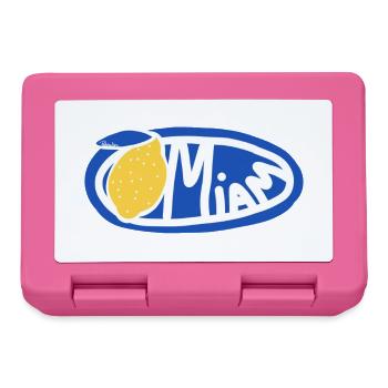 Lemon Yum Blue Retro Oval Logo - Brotdose - Pink - Vorne