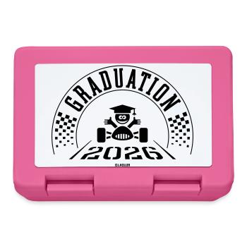 Remise des diplômes 2026 - L’école est terminée - Ligne d’arrivée - B - Boîte à goûter - rose - Devant