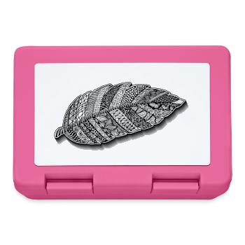 Zentangle Feder Selbstgezeichnet Federleicht - Brotdose - Pink - Vorne
