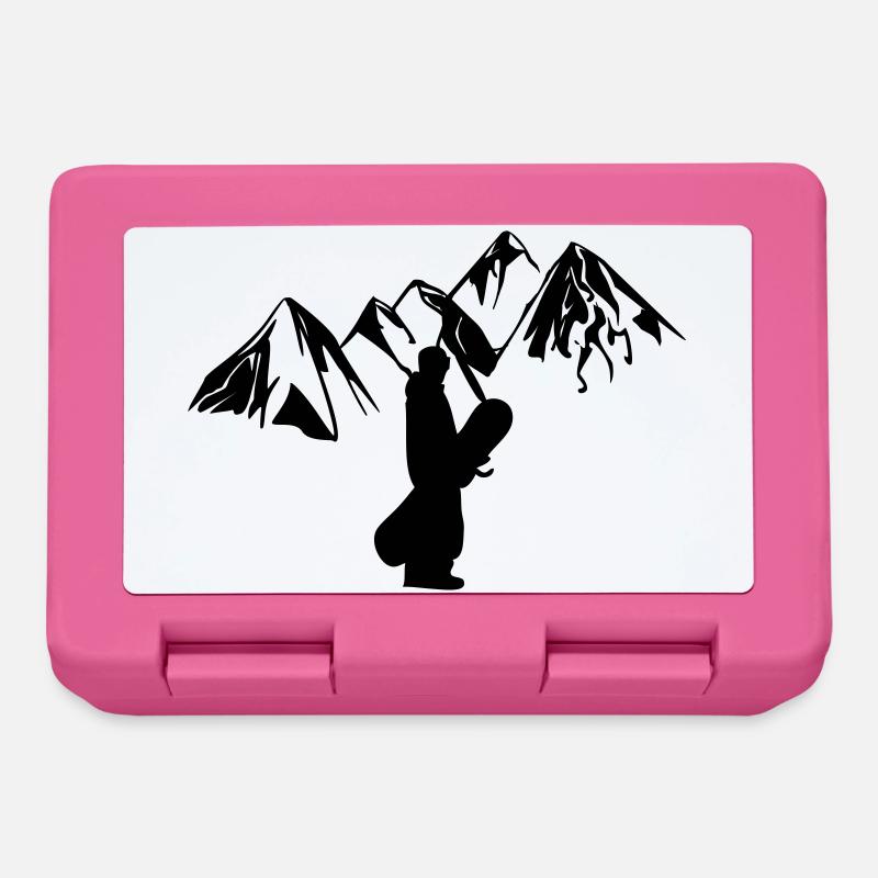 Snowboarder mit Bergen - Brotdose - Pink