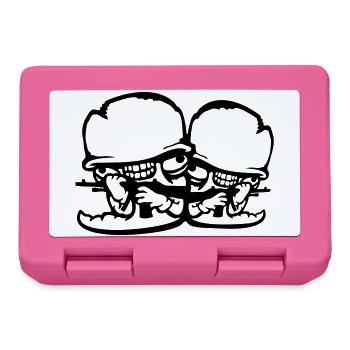 Wurm Soldaten Duo Verrückt Helme Waffen Team Wahn - Brotdose - Pink - Vorne