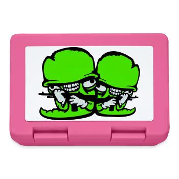 Wurm Soldaten Duo Verrückt Helme Waffen Team Wahn - Brotdose - Pink - Vorne