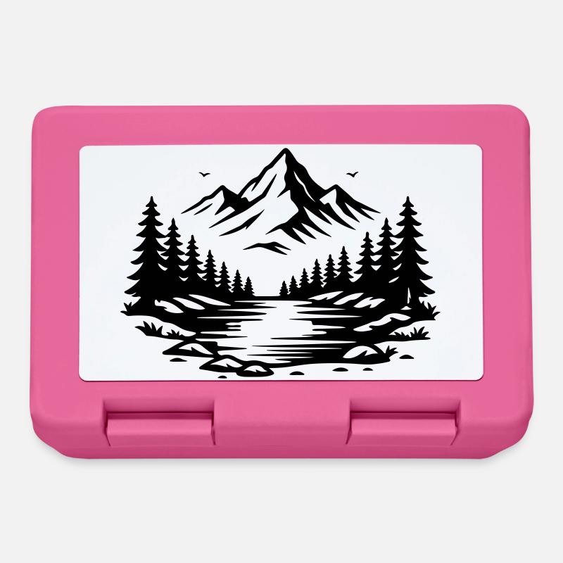 Icône en plein air de la forêt des montagnes - Boîte à goûter - rose