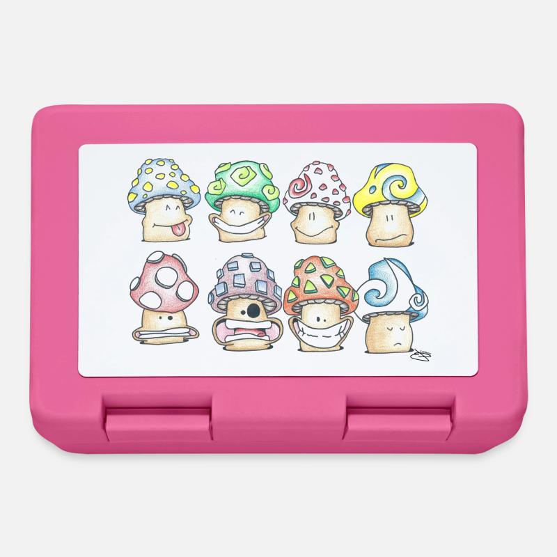 Mischievous Pastel Mushrooms - Lunchbox - pink