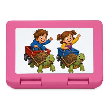 Kids turtle race in handcart fun - Lunchbox - pink - Front