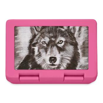Wolf's Portrait – Powerful Wolf Sketch - Lunchbox - pink - Front