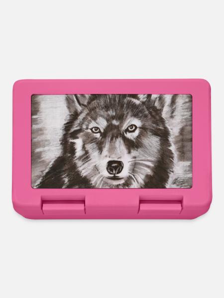 Wolf's Portrait – Powerful Wolf Sketch - Lunchbox - pink