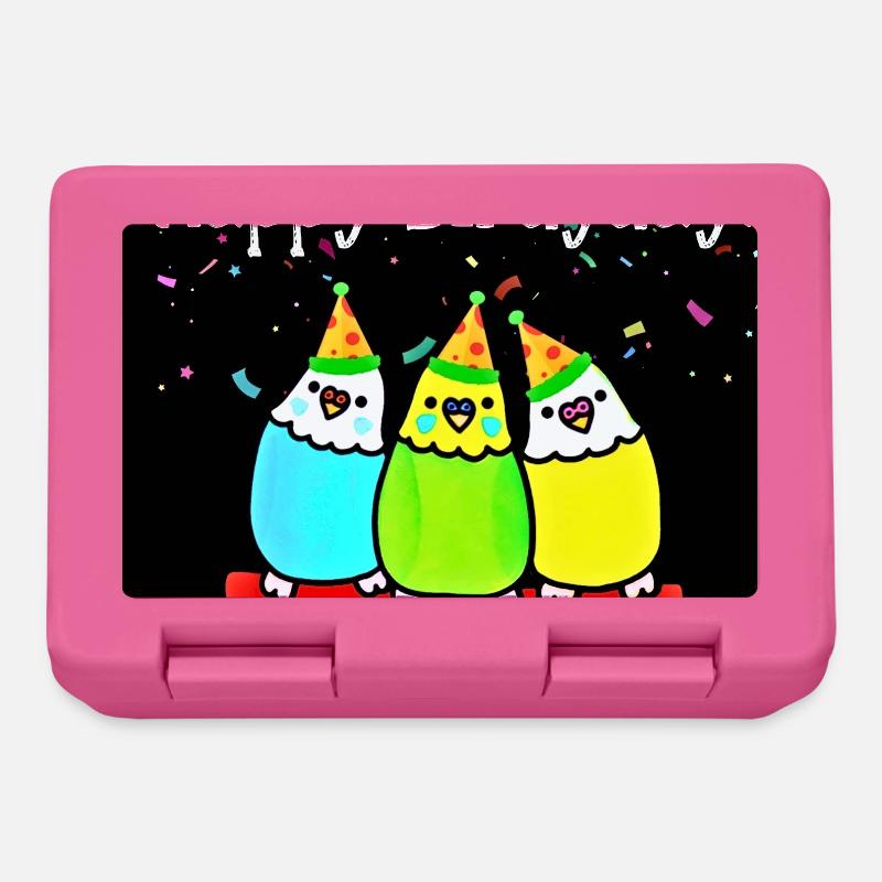 Trois oiseaux d’anniversaire colorés - Boîte à goûter - rose